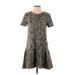 Zara Basic Casual Dress - A-Line: Brown Leopard Print Dresses - Women's Size Small