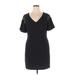 Slate & Willow Casual Dress - Sheath V Neck Short sleeves: Black Print Dresses - Women's Size 14