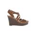 Indigo Rd. Wedges: Brown Print Shoes - Women's Size 8 1/2 - Open Toe