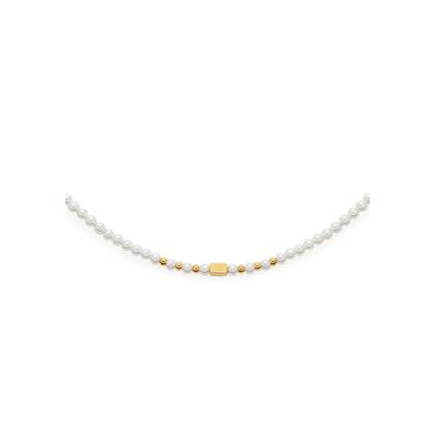Kette ohne Anhänger CIAO BY LEONARDO "Doro, 022118", gold (gelbgoldfarben, weiß), Halsketten, Damen, Edelstahl-Perlen, L: 45cm B: 2,5mm, Edelstahl, Perlen, mit Perle (imitiert), B:2,5mm Image