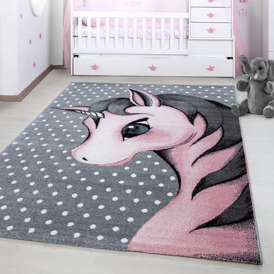 Kinderteppich AYYILDIZ TEPPICHE "Kids 590", pink, B:200cm H:12mm L:290cm, Kunstfaser, Teppiche, auch in rund, Einhorn Motiv, Kurzflor Image
