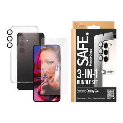 SAFE BY PANZERGLASS Displayschutzglas "3-in-1 Bundle Set Screen Protector, Case und Camera Lens Protector", transparent, B:11,00cm H:2,50cm T:19,50mm, Displayfolien, Displayschutzfolie, Backcover, Lens Cover, Rundumschutz