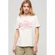 Print-Shirt SUPERDRY "METALLIC VL RELAXED T SHIRT" Gr. L, pink (mauve chalk pink) Damen Shirts Jersey