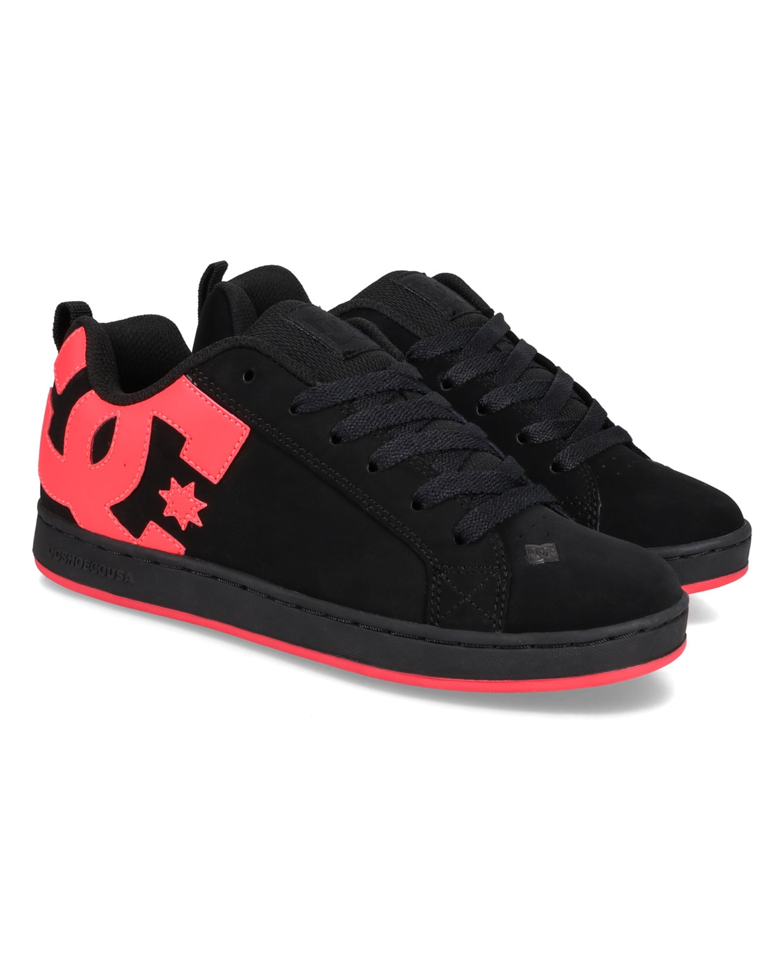 Sneaker DC SHOES "Court Graffik", Damen, Gr. 8,5(40), schwarz (schwarz, hot pink), 55, 91% Leder, 38, 75% Synthetik, 5, 34% Polyester, Schuhe Sneaker