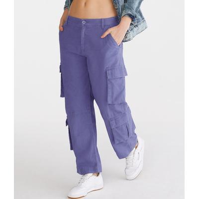 Aeropostale Womens' Double-Pocket Cropped Utility Cargo Pants - Blue - Size S - Cotton