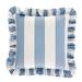 Sunbrella Outdoor Ruffle Pillow - Canopy Stripe Cornflower/White Sunbrella - Ballard Designs Canopy Stripe Cornflower/White Sunbrella - Ballard Designs