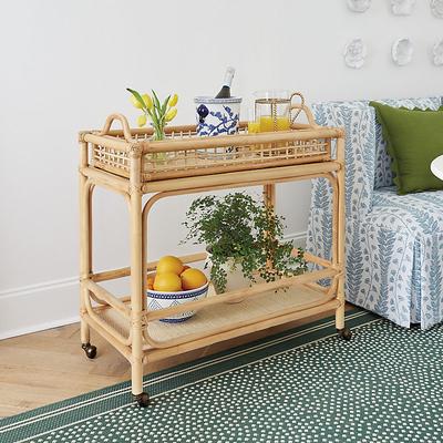 Santiago Rattan Bar Cart - Ballard Designs