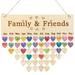 Wooden Family Birthday Reminder Calendar Wall Hanging Wood Board Reminder Plaque with Tags Home Decoration