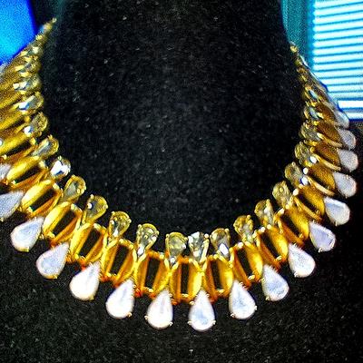 J. Crew Jewelry | Jcrew Statement Brass And Rhinestone Necklace Vintage | Color: Yellow | Size: Os