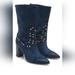 Free People Shoes | Free People Studded Navy Blue Dakota Distressed Heel Boot 39 | Color: Blue | Size: 9