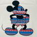 Disney Tops | Disney Women Short Sleeve Crew Neck T-Shirt Size M Ringer Mickey Mouse Aztec | Color: Blue/White | Size: M