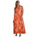 Plus Size Women's Stretch Cotton Tank Maxi Dress by Jessica London in Orange Circle Dye (Size 18/20)