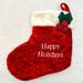 Disney Holiday | Disney Store 10" Happy Holidays Christmas Stocking Red White With 3d Holly Accen | Color: Red/White | Size: Os