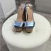 Gucci Shoes | Gucci Leather High Heel Platform Sandals Originals, In A Good Condition | Color: Blue | Size: 7
