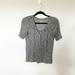 American Eagle Outfitters Tops | American Eagle Gray Knit Stretch V Neck Lace Up Top Women’s Size Medium | Color: Gray | Size: M