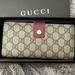 Gucci Bags | Authentic Vintage Gucci Gg Plus Monogram Continental Flap Wallet In Deep Red. | Color: Red/Tan | Size: Long Wallet