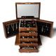 FeeCoz Large Wooden Jewelry Box for Women,Vintage Style Storage Box,Watches, Necklace, Ring, Solid Wood Organizer with Lock and Mirror (Dark Brown(Lotus Pattern)