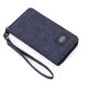 AZUMIO Men's wallet nylon zipper bag wrist strap multi-card mobile phone bag clutch bag integrated bag (Color : Blue gold)