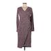 Jessica Simpson Casual Dress - Midi V Neck Long sleeves: Burgundy Dresses - Women's Size Medium