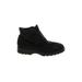 Toe Warmers Ankle Boots: Black Print Shoes - Women's Size 10 - Round Toe