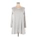 Comfy U.S.A. Casual Dress - Mini Scoop Neck 3/4 sleeves: Gray Color Block Dresses - Women's Size X-Large