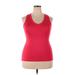 Reebok Active Tank Top: Red Solid Activewear - Women's Size 2X