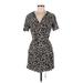 H&M Casual Dress - Wrap: Black Animal Print Dresses - Women's Size Medium