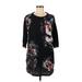 Zara W&B Collection Casual Dress - Mini Crew Neck 3/4 sleeves: Black Print Dresses - Women's Size Medium