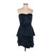 BCBGMAXAZRIA Cocktail Dress - Party Open Neckline Sleeveless: Blue Print Dresses - Women's Size 6