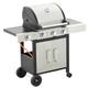 Outsunny Gas Barbecue Grill 3+1 Burner Garden Smoker BBQ Trolley w/Side Burner Warming Rack Side Shelves Storage Cabinet Piezo Ignition Thermometer Stainless Steel + Metal