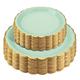 Tanlade 100 Pcs Scalloped Paper Plates 9 Inch and 7 Inch Sage Disposable Plates with Gold Border Cake Dessert Decorative for Birthday Baby Shower Wedding Party Supplies (Green)