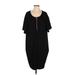 See Rose Go Casual Dress - Shift Scoop Neck Short sleeves: Black Solid Dresses - Women's Size 2 Plus