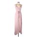 Young Fabulous & Broke Casual Dress - Wrap Plunge Sleeveless: Pink Print Dresses - Women's Size Large