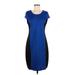 Beyond This Plane Casual Dress - Sheath: Blue Color Block Dresses - Women's Size Medium