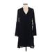 Ashley Mason Casual Dress - Shift V Neck Long sleeves: Black Print Dresses - New - Women's Size Small