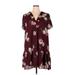 Ophelia Roe Casual Dress - Mini V-Neck Short sleeves: Burgundy Floral Dresses - Women's Size 1X