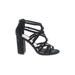 Fergie Heels: Strappy Chunky Heel Cocktail Party Black Solid Shoes - Women's Size 6 - Open Toe