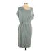 Joan Vass New York Casual Dress - Midi: Gray Solid Dresses - Women's Size Large