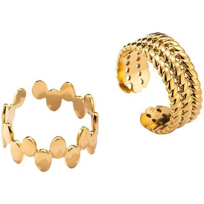 Ring-Set FIRETTI "Multipack Schmuck Geschenk Damenring", gold (gelbgoldfarben), Fingerringe, Damen, 5,3 g, Edelstahl, 8mm, Made in Germany Image