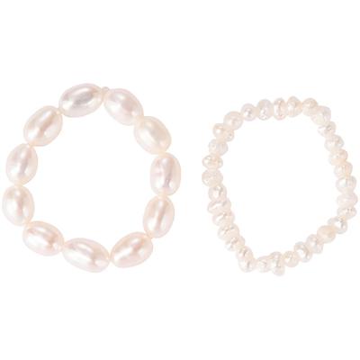 Ring-Set FIRETTI "Multipack Schmuck Geschenk Damenring Zugband Edelstein Farbstein", weiß, Fingerringe, Damen, 4 g, Perlen, Made in Germany - mit Süßwasserzuchtperle Image