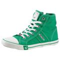 Sneaker MUSTANG SHOES "High-Top-Sneaker, Freizeitschuh" Gr. 39, grün Damen Schuhe Skaterschuh Schnürboots Canvassneaker Reißverschlussstiefeletten