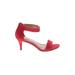 Style&Co Heels: Slip On Stilleto Cocktail Red Solid Shoes - Women's Size 8 1/2 - Open Toe