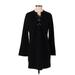 Maven West Casual Dress - Shift Tie Neck Long sleeves: Black Print Dresses - New - Women's Size Small