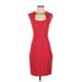 BCBGMAXAZRIA Casual Dress - Sheath Crew Neck Sleeveless: Red Print Dresses - Women's Size 4