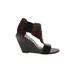 Kelsi Dagger Brooklyn Sandals: Slip-on Wedge Casual Burgundy Print Shoes - Women's Size 8 1/2 - Open Toe