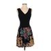Urban Renewal Casual Dress - A-Line V Neck Sleeveless: Black Floral Dresses - Women's Size Small