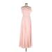 After Six Cocktail Dress - A-Line Scoop Neck Sleeveless: Pink Solid Dresses - Women's Size 6