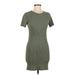 Zara Casual Dress - Bodycon Crew Neck Short sleeves: Green Print Dresses - Women's Size Medium