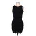 Boohoo Casual Dress - Bodycon Crew Neck Sleeveless: Black Print Dresses - Women's Size 6