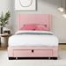 Ebern Designs Kanesia Upholstered Wingback Storage Bed Upholstered in Pink | 40.5 H x 44.5 W x 80.5 D in | Wayfair 27F94BD05DDF412990AED69CAAB5C5E4